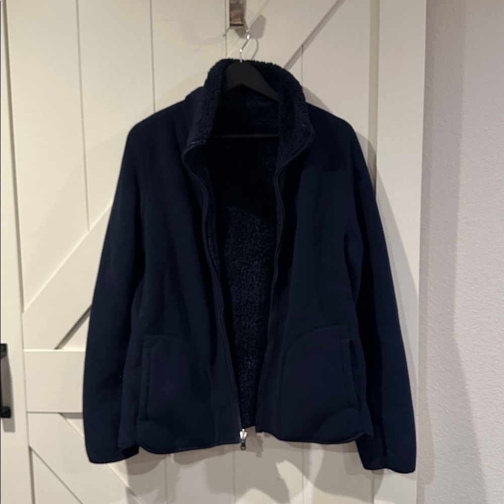 Navy Fleece Zip-Up Jacket